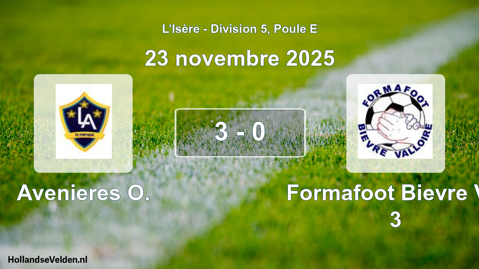 Match joué: Avenieres O. - Formafoot Bievre Val 3 3 - 0 (23 novembre 2025)