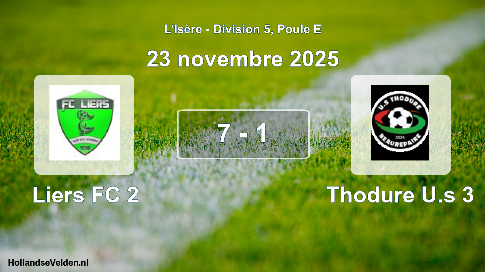 Match joué: Liers FC 2 - Thodure U.s 3 7 - 1 (23 novembre 2025)