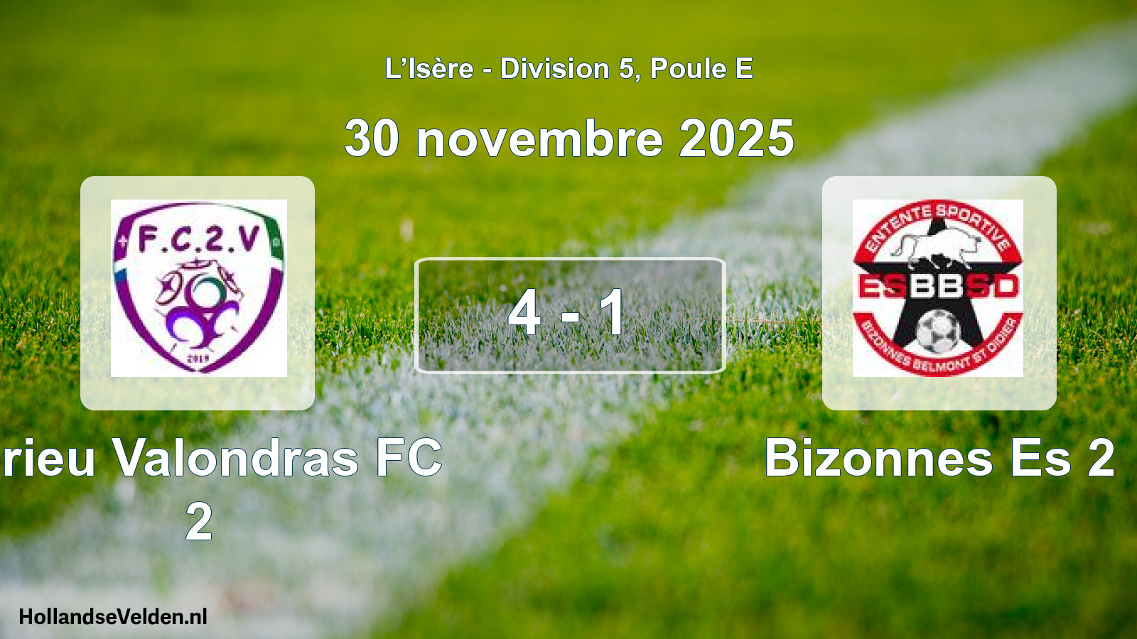 Gespeelde wedstrijd: Virieu Valondras FC 2 - Bizonnes Es 2 4 - 1 (30 november 2025)