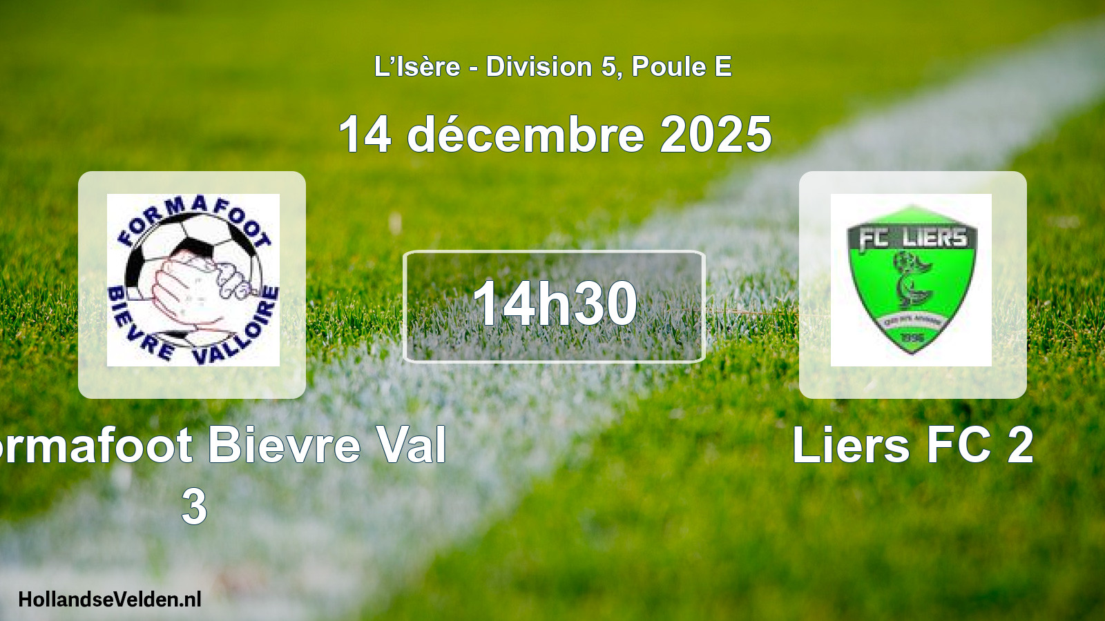 Geplande wedstrijd: Formafoot Bievre Val 3 - Liers FC 2 (14 december 2025)
