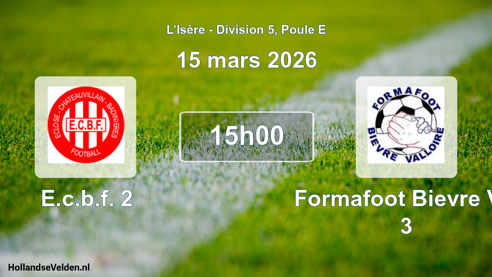 Geplande wedstrijd: E.c.b.f. 2 - Formafoot Bievre Val 3 (15 maart 2026)