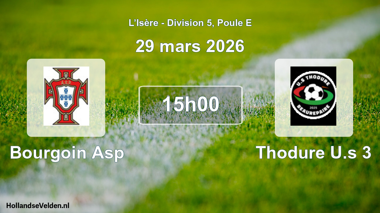 Geplande wedstrijd: Bourgoin Asp - Thodure U.s 3 (29 maart 2026)