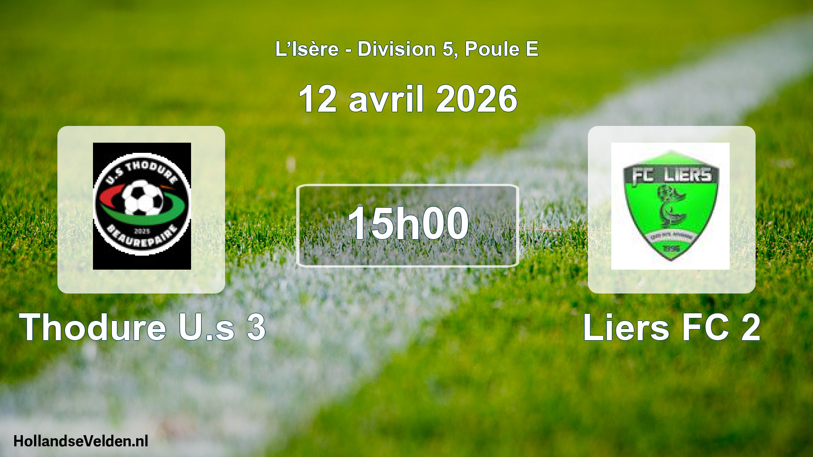 Match programmé: Thodure U.s 3 - Liers FC 2 (12 avril 2026)