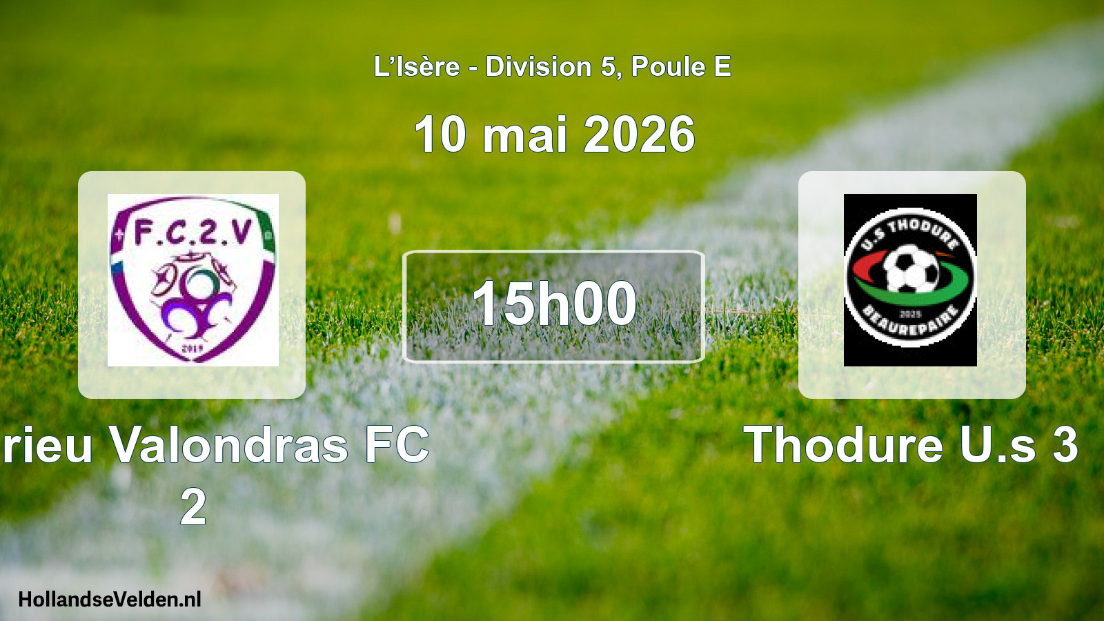 Match programmé: Virieu Valondras FC 2 - Thodure U.s 3 (10 mai 2026)