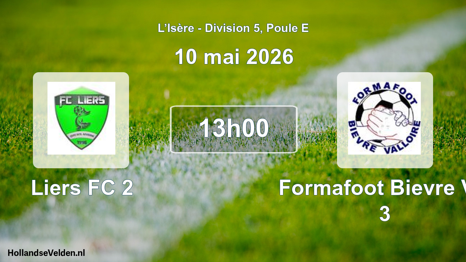 Geplande wedstrijd: Liers FC 2 - Formafoot Bievre Val 3 (10 mei 2026)