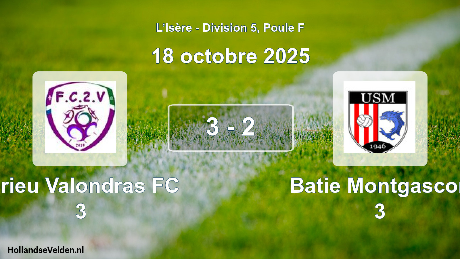 Match joué: Virieu Valondras FC 3 - Batie Montgascon 3 3 - 2 (18 octobre 2025)