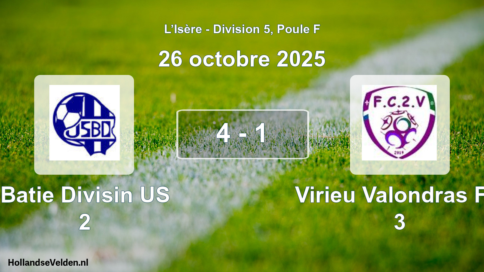 Match joué: Batie Divisin US 2 - Virieu Valondras FC 3 4 - 1 (26 octobre 2025)