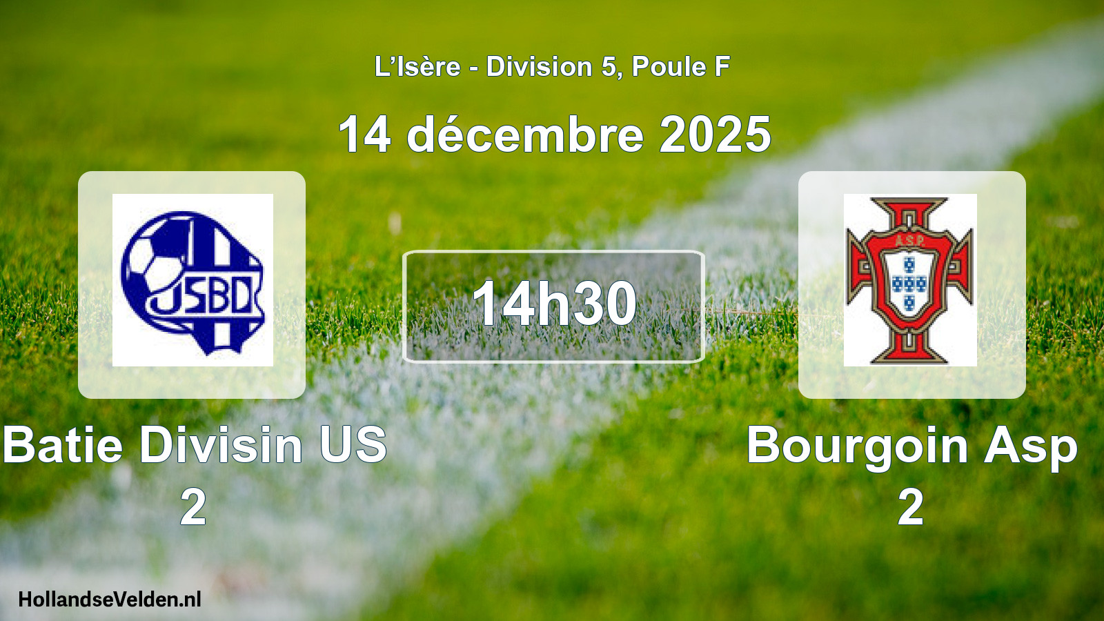 Match programmé: Batie Divisin US 2 - Bourgoin Asp 2 (14 décembre 2025)