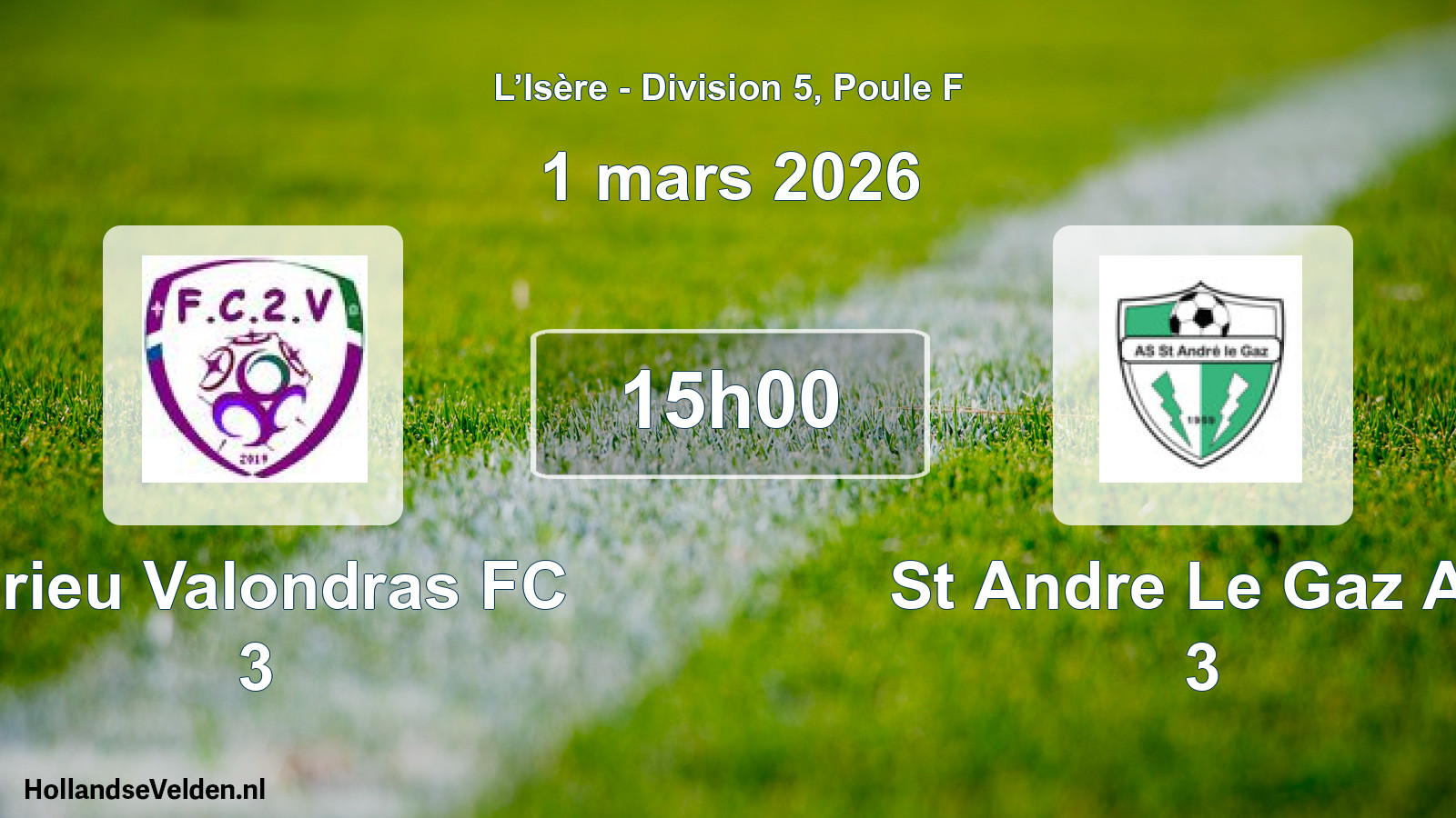 Geplande wedstrijd: Virieu Valondras FC 3 - St Andre Le Gaz AS 3 (1 maart 2026)