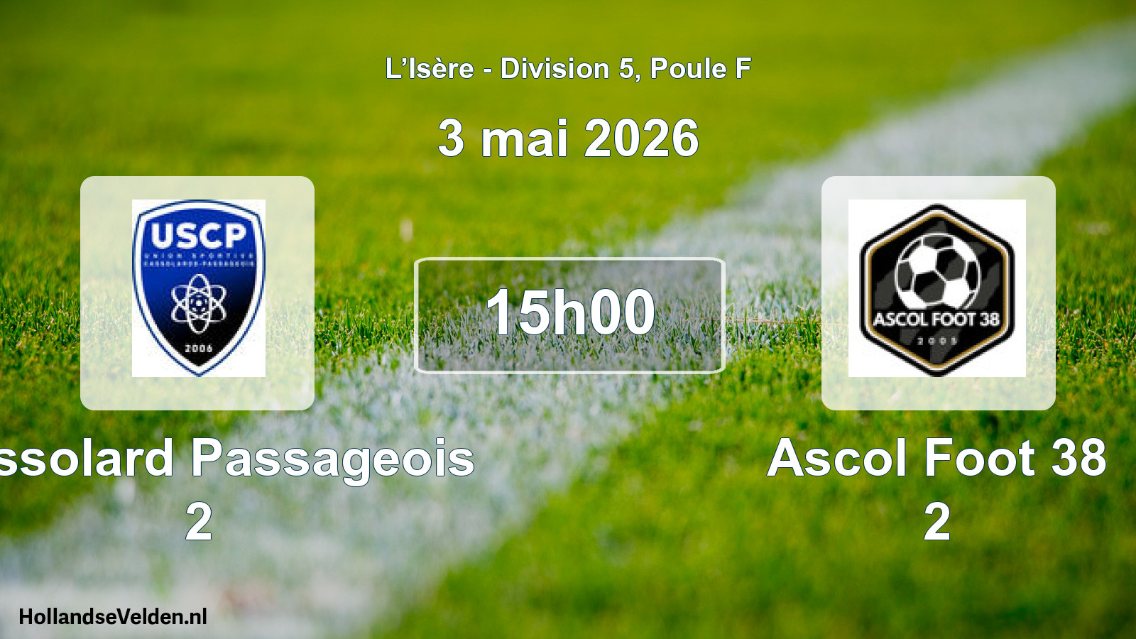 Match programmé: Cassolard Passageois 2 - Ascol Foot 38 2 (3 mai 2026)
