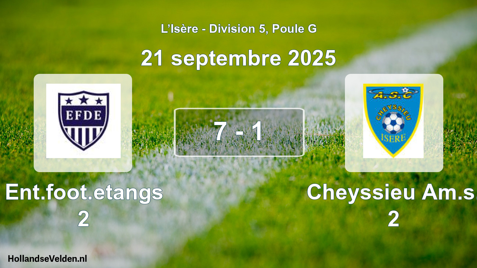 Gespeelde wedstrijd: Ent.foot.etangs 2 - Cheyssieu Am.s. 2 7 - 1 (21 september 2025)