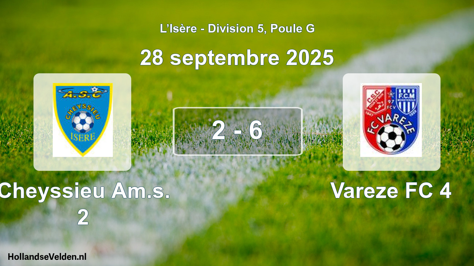 Gespeelde wedstrijd: Cheyssieu Am.s. 2 - Vareze FC 4 2 - 6 (28 september 2025)