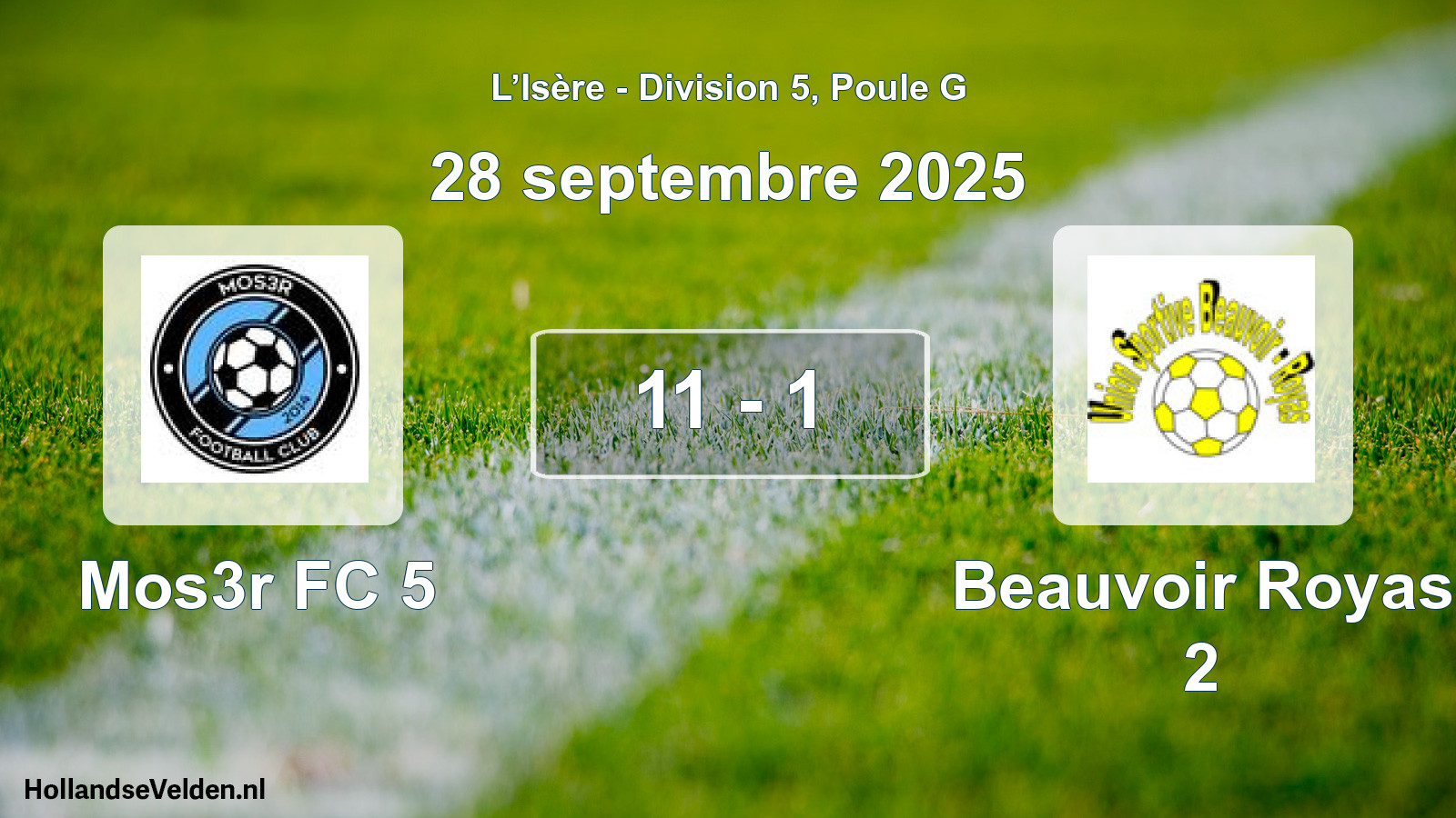 Gespeelde wedstrijd: Mos3r FC 5 - Beauvoir Royas 2 11 - 1 (28 september 2025)