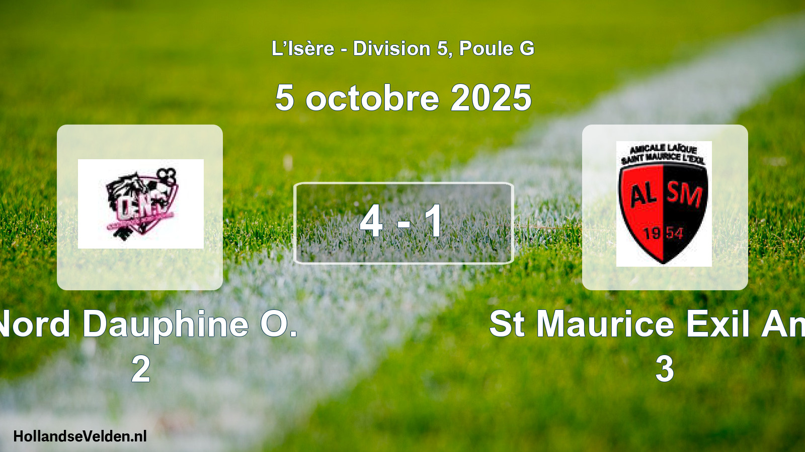 Match joué: Nord Dauphine O. 2 - St Maurice Exil Am.l 3 4 - 1 (5 octobre 2025)