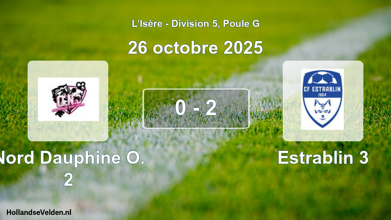 Gespeelde wedstrijd: Nord Dauphine O. 2 - Estrablin 3 0 - 2 (26 oktober 2025)