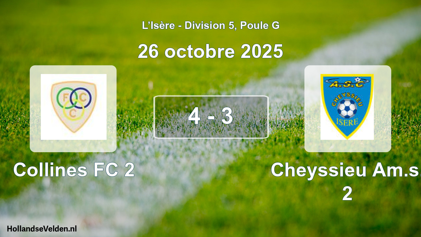 Gespeelde wedstrijd: Collines FC 2 - Cheyssieu Am.s. 2 4 - 3 (26 oktober 2025)