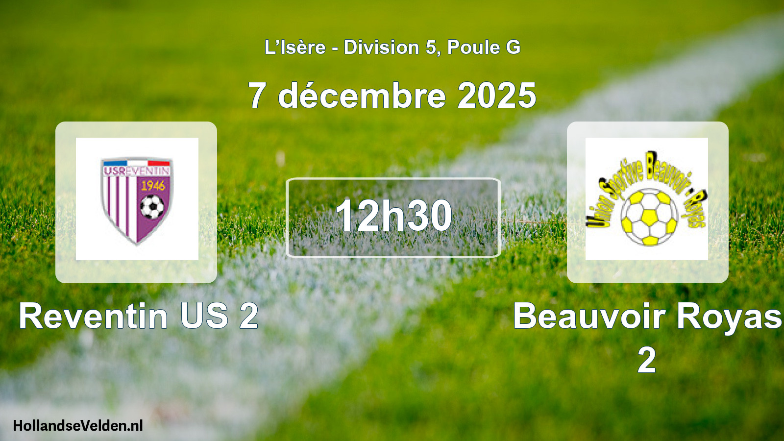 Match programmé: Reventin US 2 - Beauvoir Royas 2 (7 décembre 2025)