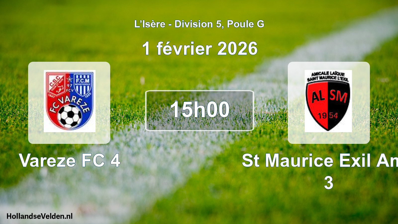 Match programmé: Vareze FC 4 - St Maurice Exil Am.l 3 (1 février 2026)