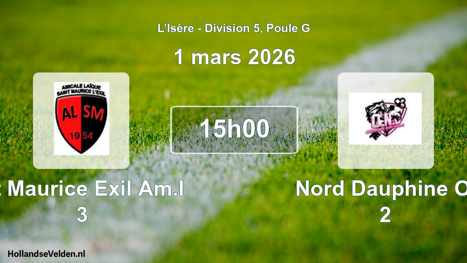 Match programmé: St Maurice Exil Am.l 3 - Nord Dauphine O. 2 (1 mars 2026)