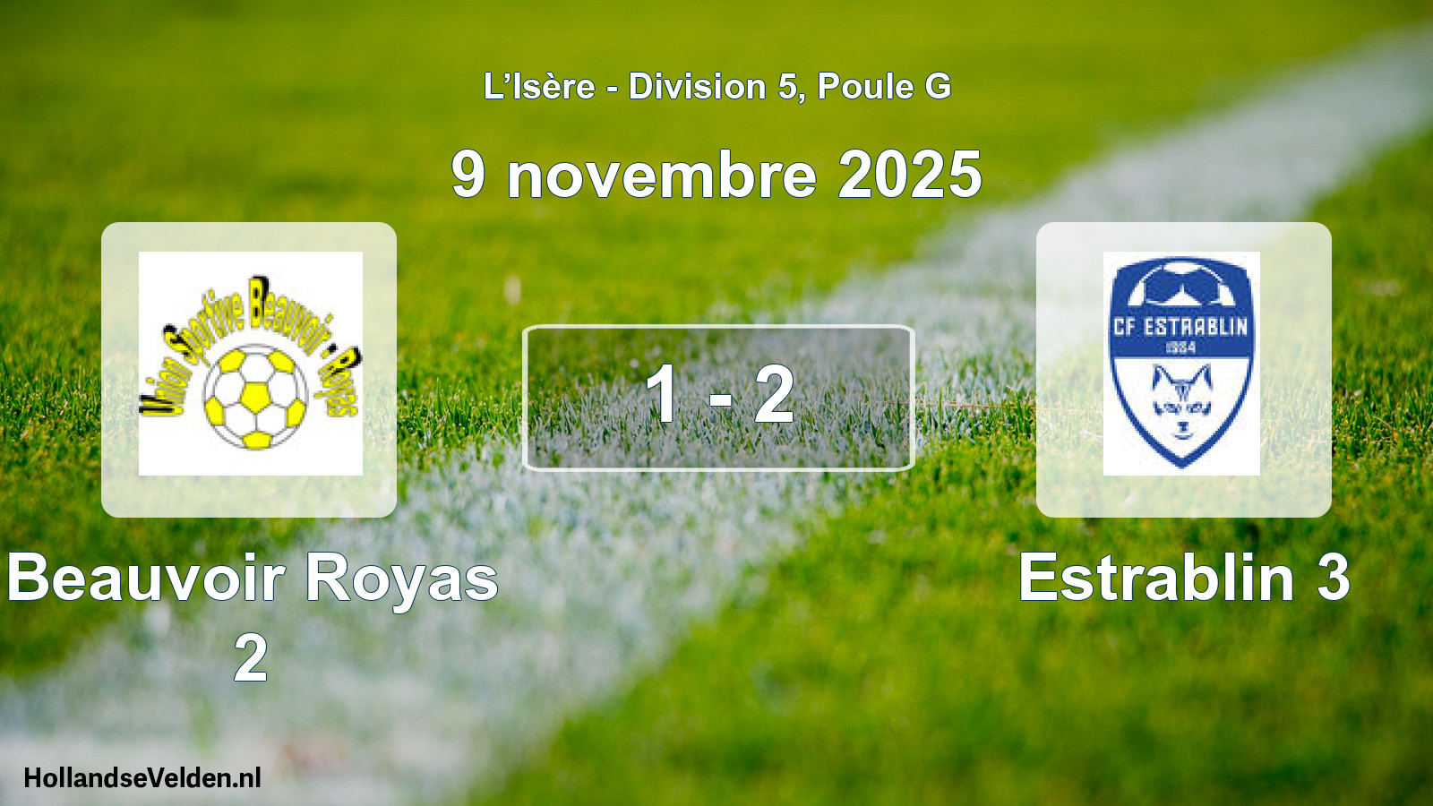 Match joué: Beauvoir Royas 2 - Estrablin 3 1 - 2 (9 novembre 2025)