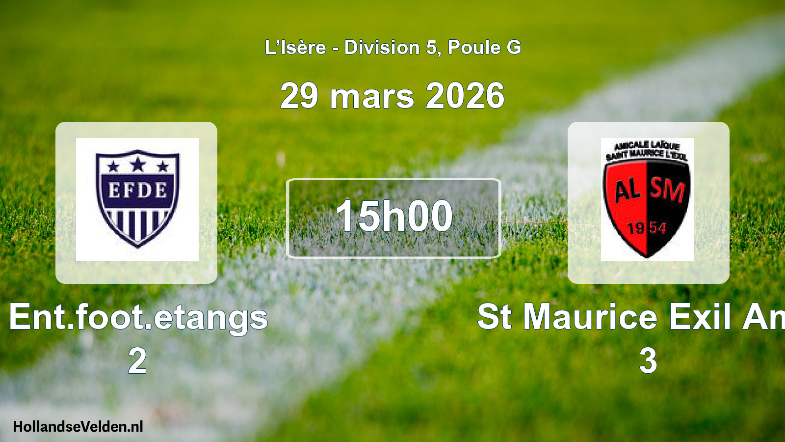 Match programmé: Ent.foot.etangs 2 - St Maurice Exil Am.l 3 (29 mars 2026)