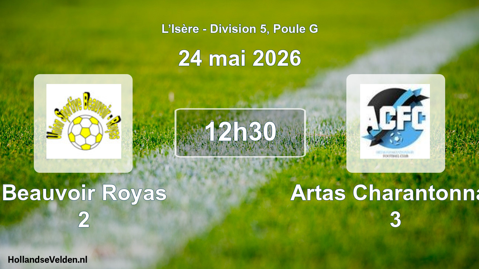 Match programmé: Beauvoir Royas 2 - Artas Charantonnay 3 (24 mai 2026)