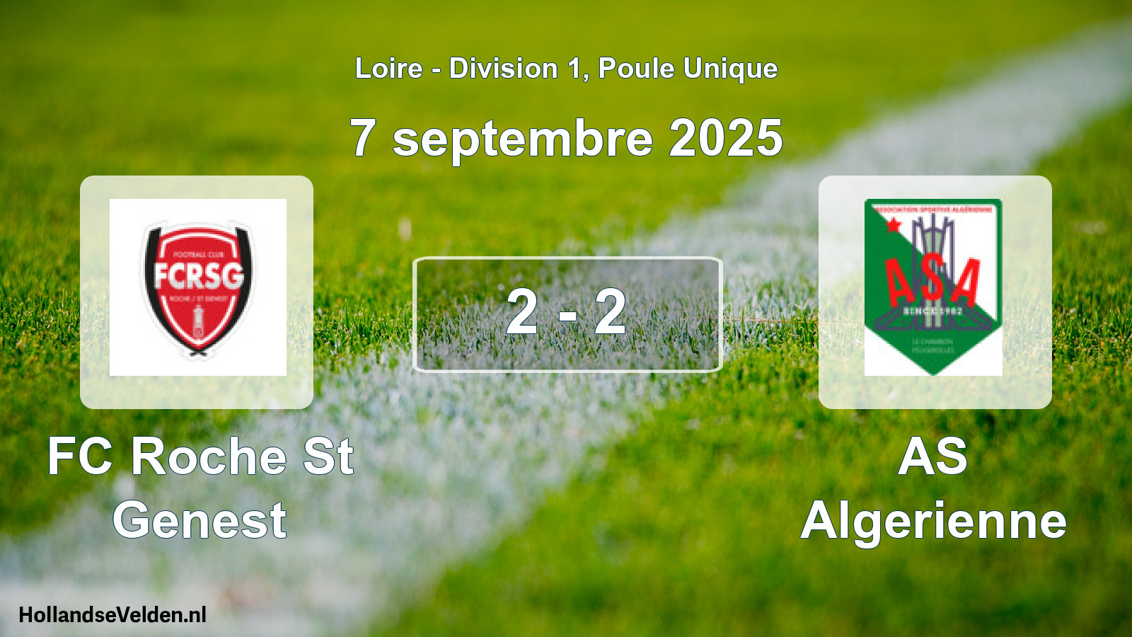 Gespeelde wedstrijd: FC Roche St Genest - AS Algerienne 2 - 2 (7 september 2025)