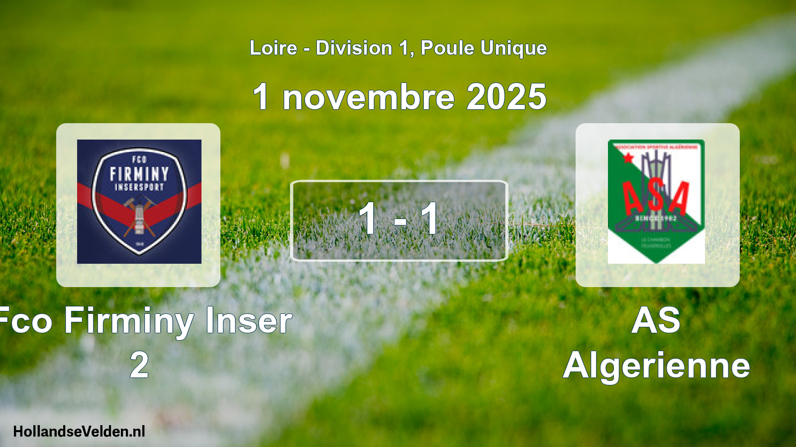 Gespeelde wedstrijd: Fco Firminy Inser 2 - AS Algerienne 1 - 1 (1 november 2025)