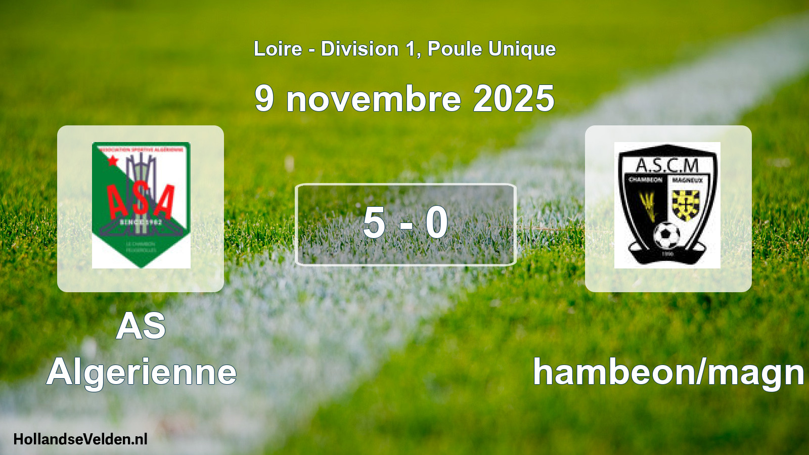 Match joué: AS Algerienne - Chambeon/magn 5 - 0 (9 novembre 2025)