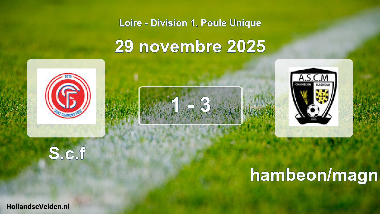 Gespeelde wedstrijd: S.c.f - Chambeon/magn 1 - 3 (29 november 2025)
