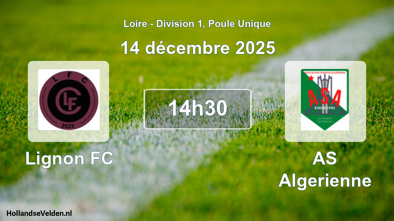 Match programmé: Lignon FC - AS Algerienne (14 décembre 2025)