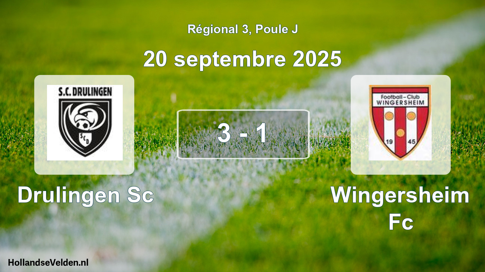 Gespeelde wedstrijd: Drulingen Sc - Wingersheim Fc 3 - 1 (20 septembre 2025)
