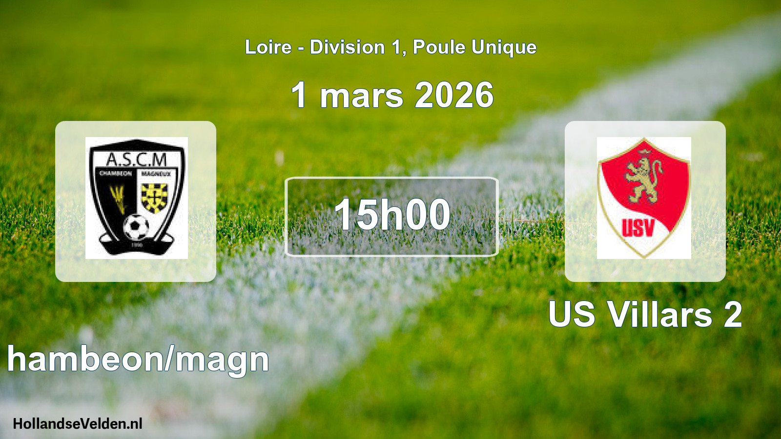 Geplande wedstrijd: Chambeon/magn - US Villars 2 (1 maart 2026)