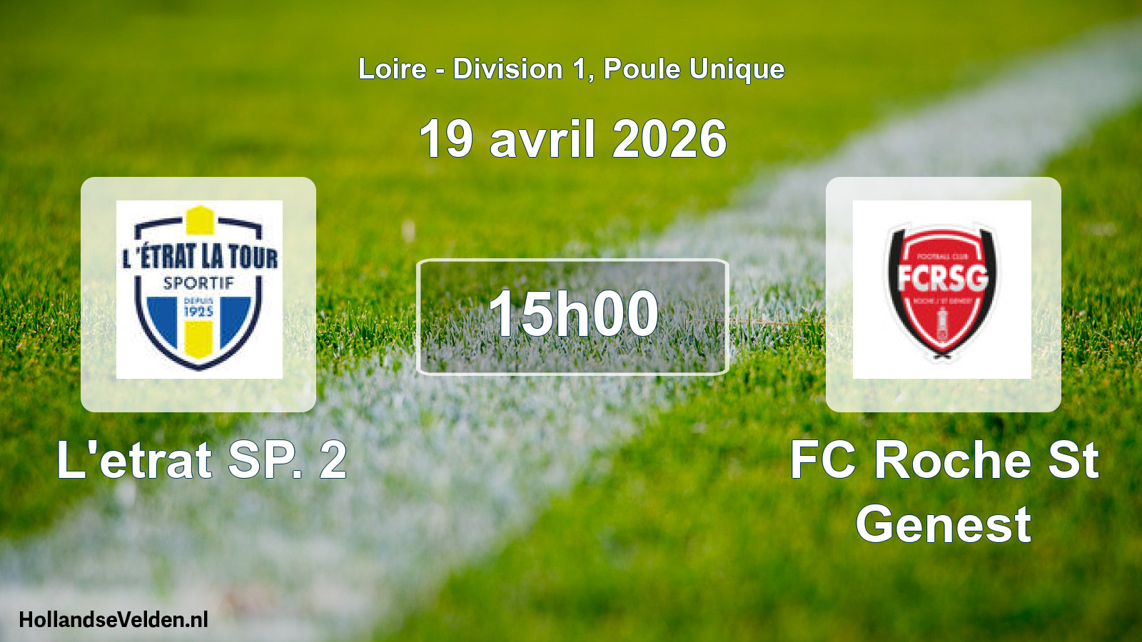 Geplande wedstrijd: L'etrat SP. 2 - FC Roche St Genest (19 april 2026)
