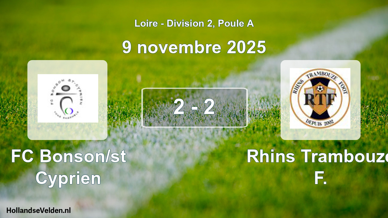 Gespeelde wedstrijd: FC Bonson/st Cyprien - Rhins Trambouze F. 2 - 2 (9 november 2025)