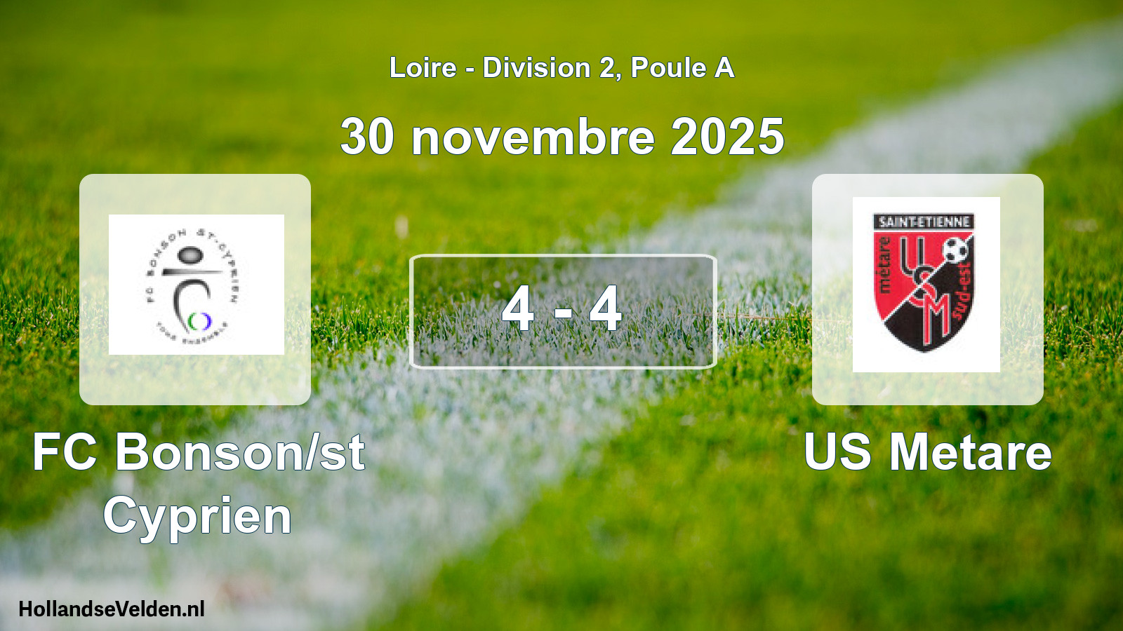 Gespeelde wedstrijd: FC Bonson/st Cyprien - US Metare 4 - 4 (30 november 2025)