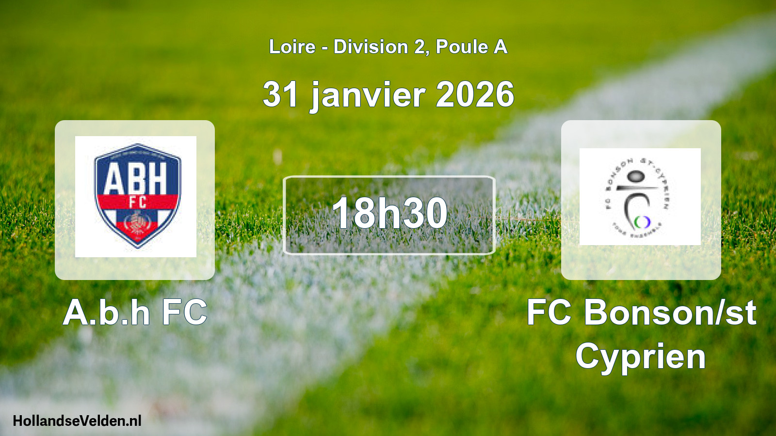 Geplande wedstrijd: A.b.h FC - FC Bonson/st Cyprien (31 januari 2026)