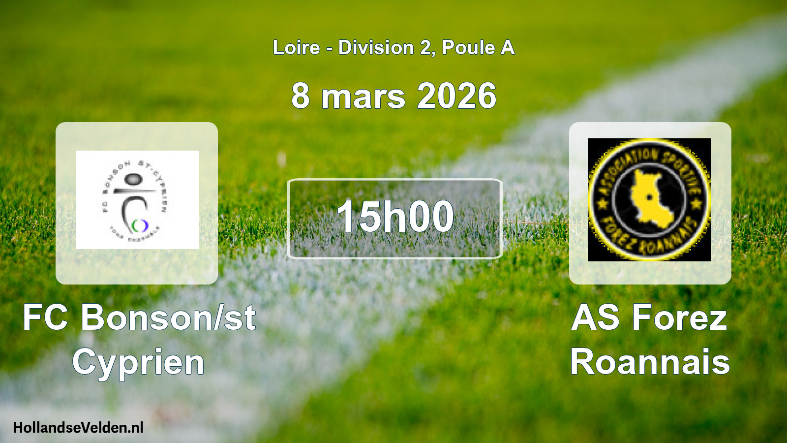Geplande wedstrijd: FC Bonson/st Cyprien - AS Forez Roannais (8 maart 2026)
