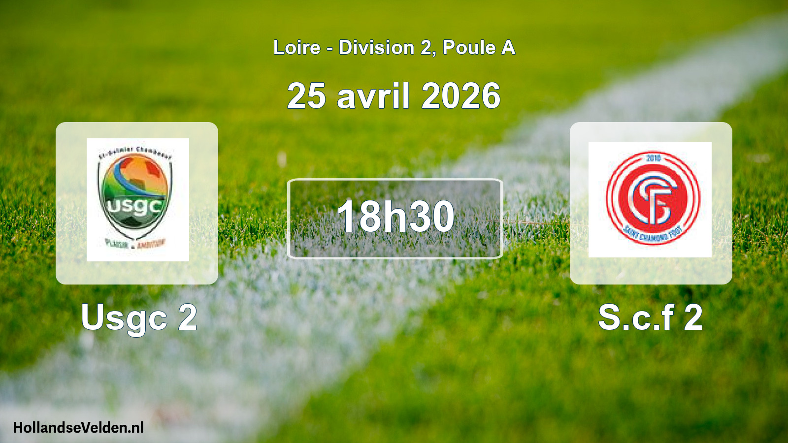 Geplande wedstrijd: Usgc 2 - S.c.f 2 (25 april 2026)