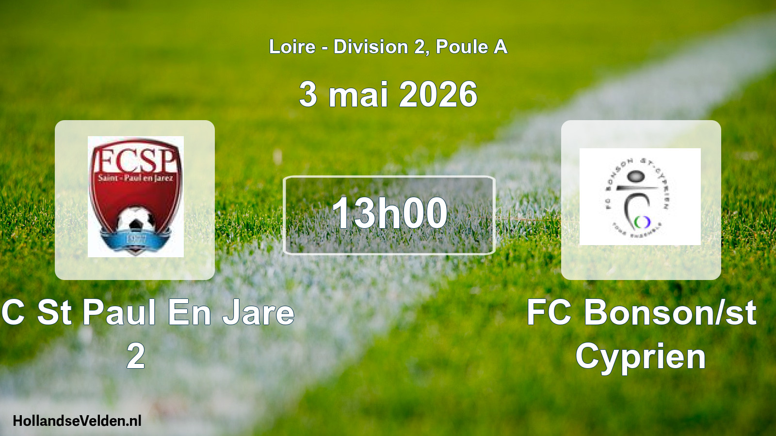Geplande wedstrijd: FC St Paul En Jare 2 - FC Bonson/st Cyprien (3 mei 2026)