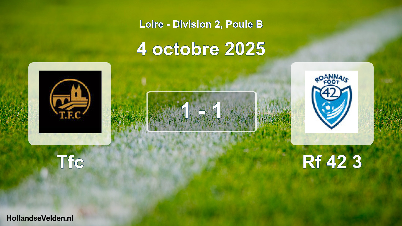 Gespeelde wedstrijd: Tfc - Rf 42 3 1 - 1 (4 oktober 2025)