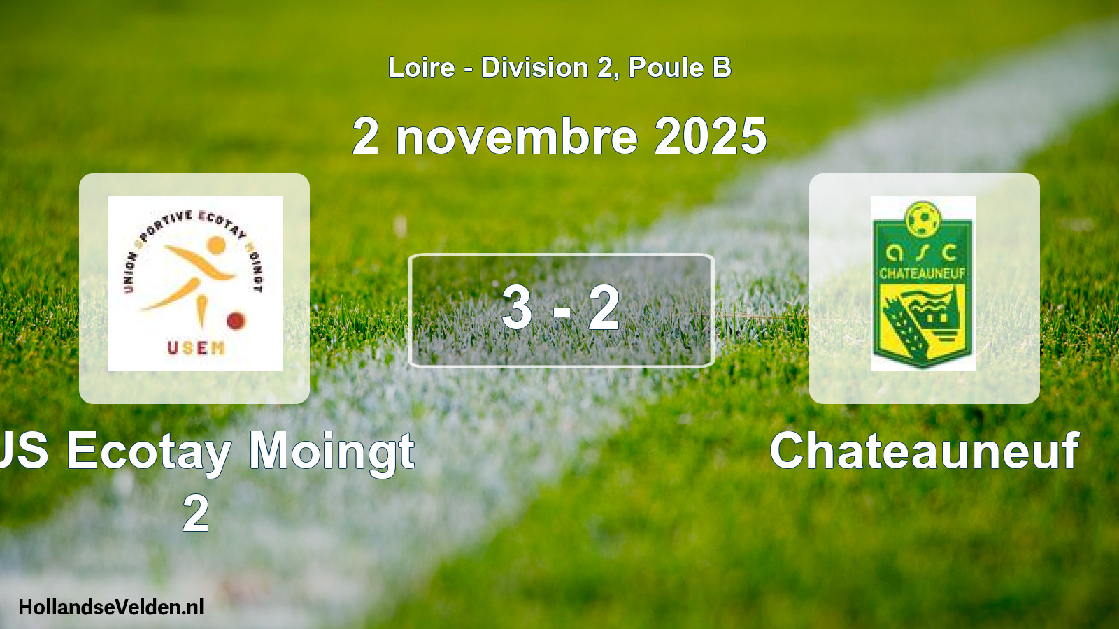Gespeelde wedstrijd: US Ecotay Moingt 2 - Chateauneuf 3 - 2 (2 november 2025)
