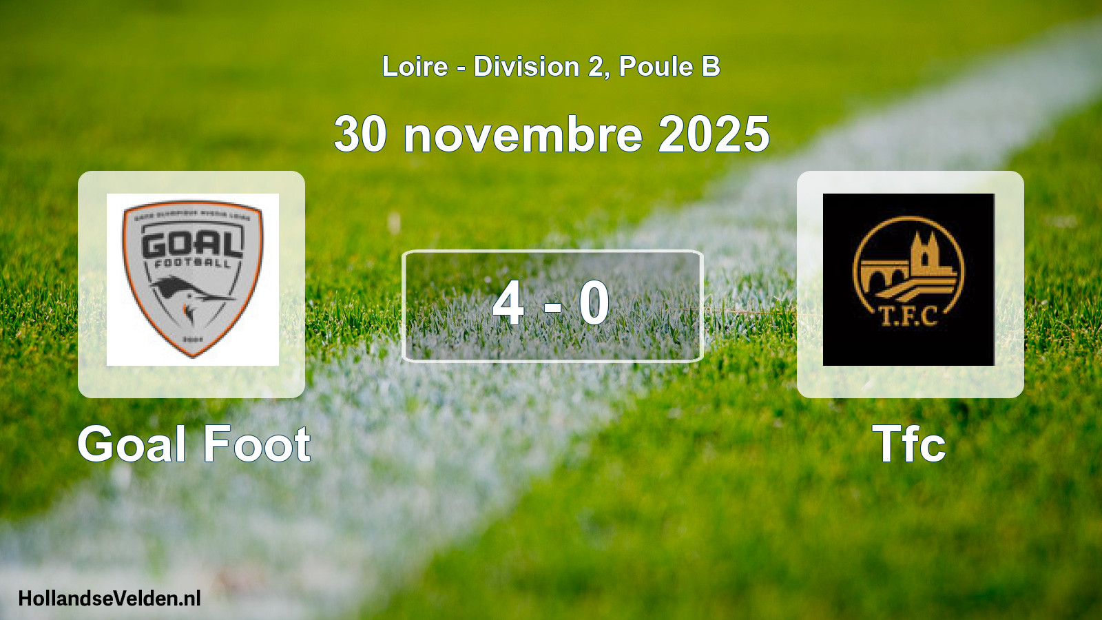 Gespeelde wedstrijd: Goal Foot - Tfc 4 - 0 (30 november 2025)
