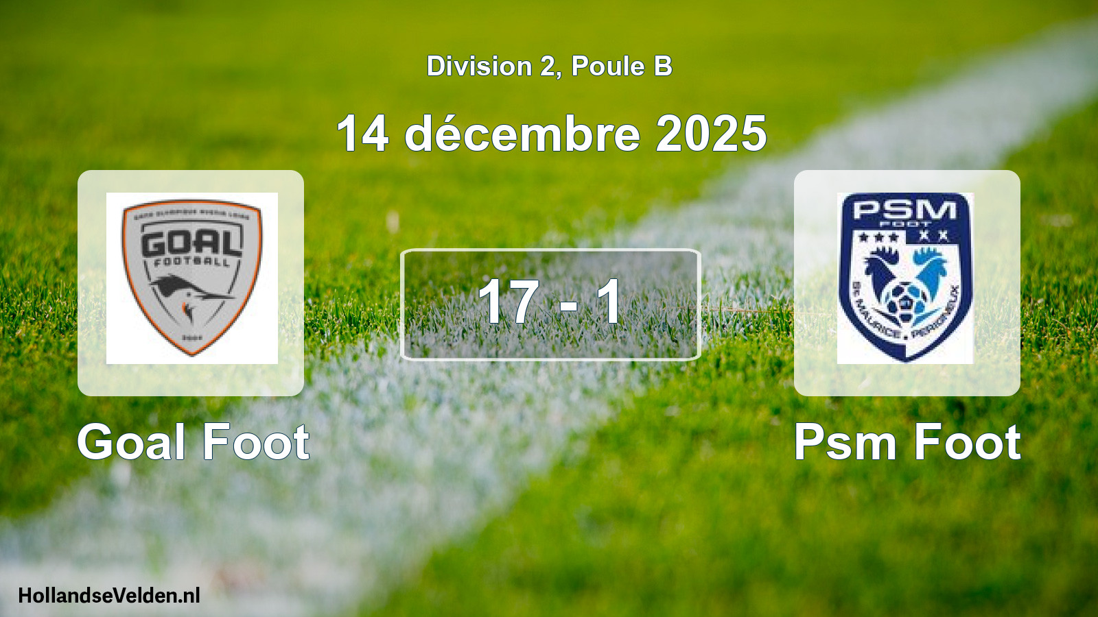 Gespeelde wedstrijd: Goal Foot - Psm Foot 17 - 1 (14 december 2025)