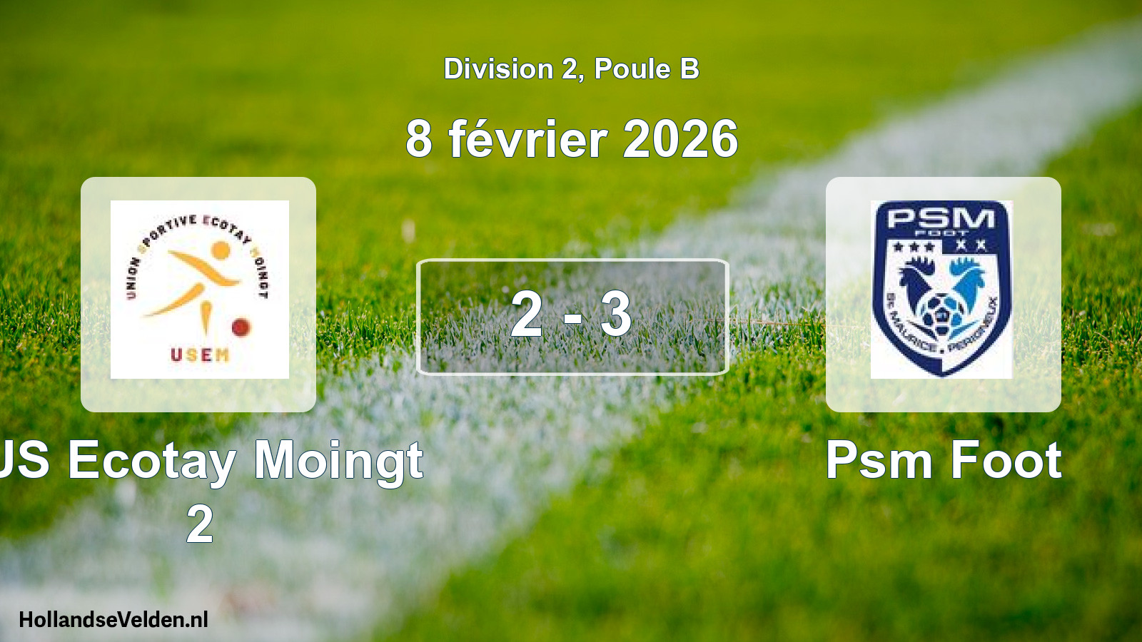 Gespeelde wedstrijd: US Ecotay Moingt 2 - Psm Foot 2 - 3 (8 februari 2026)