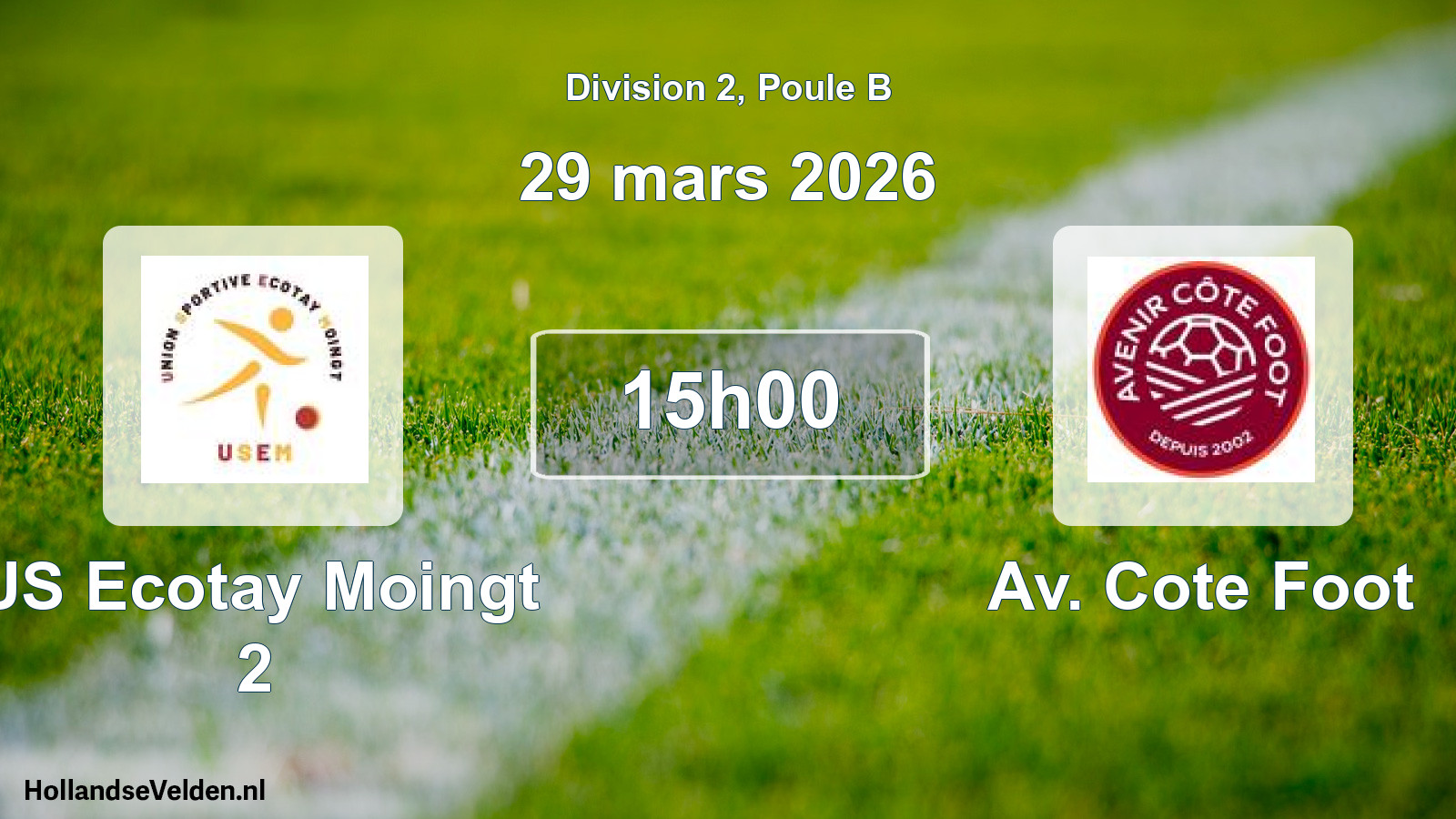Match programmé: US Ecotay Moingt 2 - Av. Cote Foot (29 mars 2026)