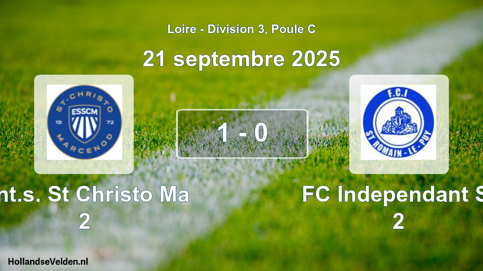Gespeelde wedstrijd: Ent.s. St Christo Ma 2 - FC Independant St 2 1 - 0 (21 september 2025)