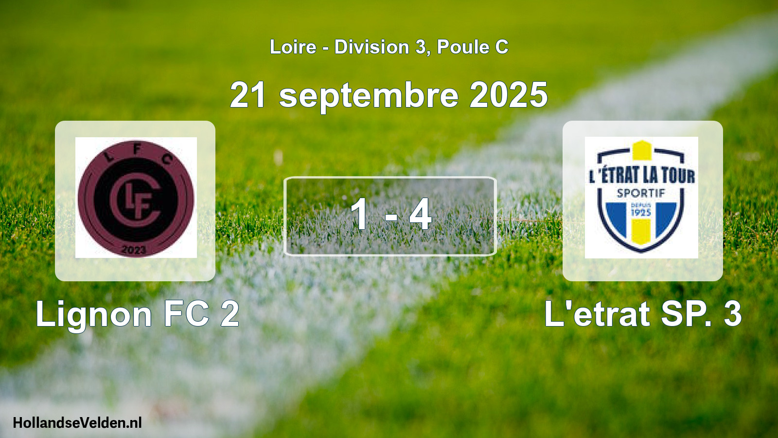 Gespeelde wedstrijd: Lignon FC 2 - L'etrat SP. 3 1 - 4 (21 september 2025)