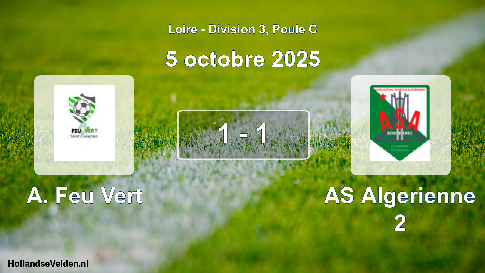 Match joué: A. Feu Vert - AS Algerienne 2 1 - 1 (5 octobre 2025)