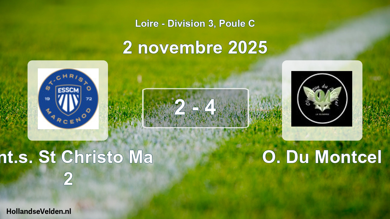 Match joué: Ent.s. St Christo Ma 2 - O. Du Montcel 2 - 4 (2 novembre 2025)